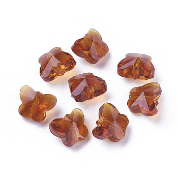 Transparent Glass Beads, Faceted, Butterfly, Chocolate, 8x10x5.5mm, Hole: 1mm