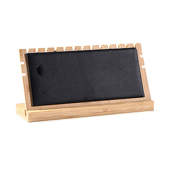 Rectangle Wood Necklaces Display Stands, Jewelry Organizer Holder with PU Leather Mat for Necklaces, Black, 25x7.5x10cm