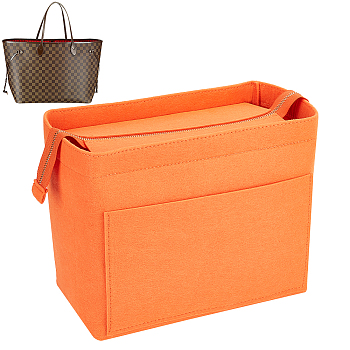 Wool Felt Purse Organizer Inserts, Handbag & Tote Shaper, with Zipper, Dark Orange, 23x37x11cm