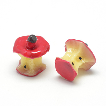 Resin Decoden Cabochons, Apple Core, Red, 14x13x16.5mm