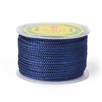 Polyester Milan Cord for DIY Jewelry Craft Making, Marine Blue, 3mm, about 27.34 yards(25m)/roll