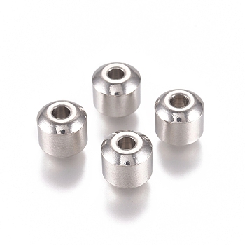 201 Stainless Steel Beads, Column, Stainless Steel Color, 8x8mm, Hole: 3mm