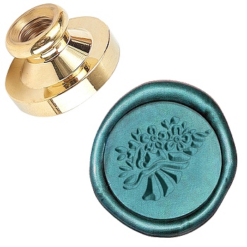 Wax Seal Brass Stamp Head, for Wax Seal Stamp, Floral Pattern, 25x14.5mm
