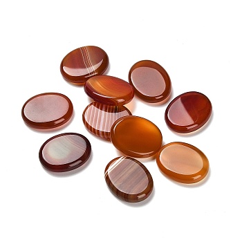 Natural Red Agate(Dyed & Heated) Cabochons, Flat Oval, 28x22~22.5x6mm