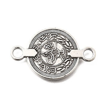 Tibetan Style Alloy Coin Links Connector Charms, Antique Silver, 18x28x1.5mm, Hole: 3mm, about 526pcs/1000g