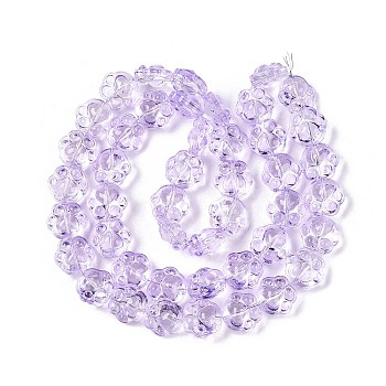 Transparent Electroplate Glass Beads Strands, Cat Paw Print, Lilac, 14x15x8.5mm, Hole: 1mm, about 45pcs/strand, 24.80''(63cm)