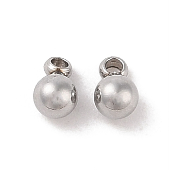 304 Stainless Steel Charms, Round Charm, Stainless Steel Color, 5x3mm, Hole: 1mm