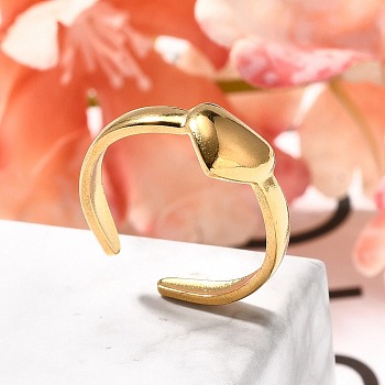 304 Stainless Steel Open Cuff Rings for Women, Heart, Real 18K Gold Plated, Heart: 7.5x9mm, Adjustable