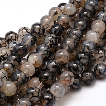 Dyed Natural Agate Round Beads Strands, Gainsboro, 14mm, Hole: 1mm, about 28pcs/strand, 14.9 inch