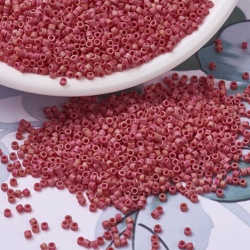 MIYUKI Delica Beads, Cylinder, Japanese Seed Beads, 11/0, (DB0874) Matte Opaque Red AB, 1.3x1.6mm, Hole: 0.8mm, about 2000pcs/10g