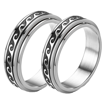 Stainless Steel Rotating Finger Ring, Fidget Spinner Ring for Calming Worry Meditation, Twist, US Size 10(19.8mm)
