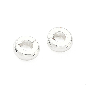 Brass Spacer Beads, Flat Round, Long-Lasting Plated, Lead Free & Cadmium Free, Rack Plating, 925 Sterling Silver Plated, 3.5x1.2mm, Hole: 1.3mm