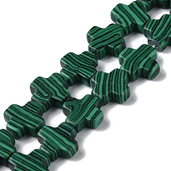 Synthetic Malachite Dyed Beads Strands, Cross, 13~13.5x12.5~13.5x4~5mm, Hole: 1mm, about 18pcs/strand, 9.21''(23.4cm)