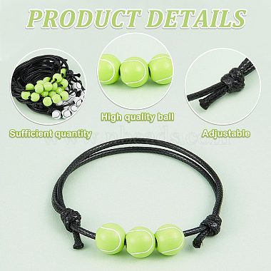 gorgecraft 20pcs 2 couleurs bracelets de perles rondes en plastique sertis de corde de cire(BJEW-GF0001-11)-3