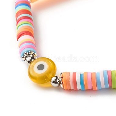 Handmade Polymer Clay Heishi Beads Stretch Bracelet(BJEW-JB07372-02)-4
