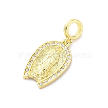 Brass Micro Pave Cubic Zirconia Virgin Mary European Dangle Charms(KK-D325-27G-02)-2