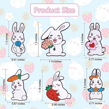 6Pcs 6 Style Carrot & Flower & Heart & Lollypop Rabbit Enamel Pins(JBR087A)-2