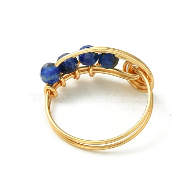 4Pcs 4 Style Natural Mixed Gemstone Round Beaded Finger Rings(RJEW-TA00103)-4
