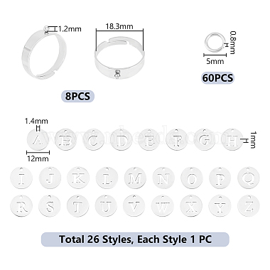 Unicraftale DIY アルファベットチャーム調節可能なリング作成キット(DIY-UN0005-67)-3