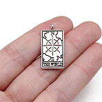 Tibetan Style Alloy Pendants, Rectangle with Tarot Pattern, Antique Silver, 2.6x1.3cm(X-TARO-PW0001-01D)