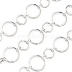 304 Stainless Steel Ring Link Chains, Soldered, with Spool, Stainless Steel Color, 8~12x1mm(CHS-G044-05P-03)