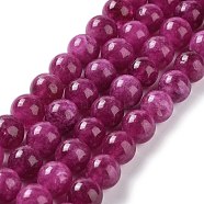 Dyed Natural Malaysia Jade Beads Strands, Round, Camellia, 10mm, Hole: 1.2mm, about 19pcs/strand, 7.09 inch(18cm)(G-G021-02C-03)