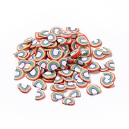 Handmade Polymer Clay Cabochons, Rainbow, Colorful, 4~5x6~7x0.8~1mm, about 50000pcs/1000g(CLAY-A002-12)