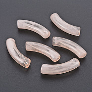 Transparent Acrylic Beads, Imitation Gemstone Style, Curved Tube, Light Salmon, 33x8x10.5mm, Hole: 1.6mm, about 300pcs/500g(OACR-Q181-003D)