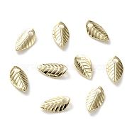 Brass Charms, Long-Lasting Plated, Leaf, Real 24K Gold Plated, 7x4x1mm, Hole: 1mm(KK-H739-06G)