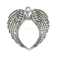 Tibetan Style Alloy Wing Large Pendants, Lead Free & Cadmium Free, Antique Silver, 73x69x4mm, Hole: 2~6mm(TIBEP-S100-AS-RS)