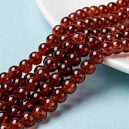 Spray Painted Crackle Glass Beads Strands, Round, Saddle Brown, 8mm, Hole: 1.3~1.6mm, about 100pcs/strand, 31.4 inch(CCG-Q001-8mm-16)