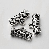 Tibetan Style Alloy Hollow Tube Bail Beads Tube Bails, Loop Bails, Antique Silver, 13x21x7mm, Hole: 2mm,  Inner Diameter: 4mm(X-TIBEB-O004-46)