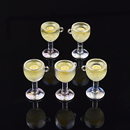Resin Pendants, with Polymer Clay, Goblet with Lemon Pattern, Yellow, 40.5x27x23mm, Hole: 3x2.5mm(X-CRES-S359-12F)