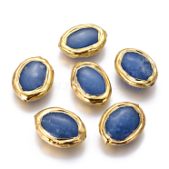 Natural Agate Beads, with Golden Plated Brass Findings, Oval, 20~22x15~17x5~7mm, Hole: 0.8mm(G-F633-22A)