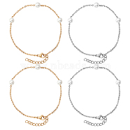 Unicraftale 4Pcs 2 Colors Acrylic Pearl Beaded Bracelets Set for Girl Women, 304 Stainless Steel Bracelets, Mixed Color, 7-1/8 inch(180mm), 2pcs/color(BJEW-UN0001-21)