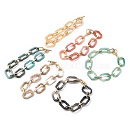 Acrylic & Aluminum Cable Chain Bracelets, with 304 Stainless Steel Toggle Clasps, Light Gold, Mixed Color, 8-5/8 inch(22cm)(BJEW-JB05425)