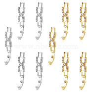DICOSMETIC 10Pcs 2 Colors Bowknot Rack Plating Brass Clear Cubic Zirconia Watch Band Clasps, Cadmium Free & Lead Free, Long-Lasting Plated, Platinum & Golden, 32x8x4mm, Hole: 4x3mm, 5pcs/color(ZIRC-DC0001-09)