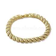 Rack Plating Brass Micro Pave Clear Cubic Zirconia Link Chain Bracelets for Women, Lead Free & Cadmium Free, Real 18K Gold Plated, 7-3/4 inch(19.7cm)(KK-R158-15G)