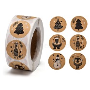 Christmas Tag Stickers, 6 Different Designs, Self-Adhesive Paper Gift Tag Stickers, for Party, Decorative Presents, Christmas Themed Pattern, 24.5mm, 500pcs/roll(X-DIY-E023-07K)