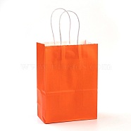 Pure Color Kraft Paper Bags, Gift Bags, Shopping Bags, with Paper Twine Handles, Rectangle, Orange Red, 33x26x12cm(AJEW-G020-D-08)