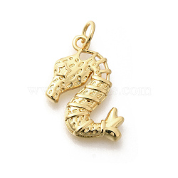 Brass Pendants, with Jump Ring, Long-Lasting Plated, Lead Free & Cadmium Free, Sea Horse Charms, Real 18K Gold Plated, 21x12.5x2.5mm, Hole: 3.5mm(KK-L225-003G)