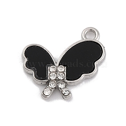 Alloy Acrylic Sheet Pendants, with Rystal, Butterfly, Crystal, 14x15x2.5mm, Hole: 1.5mm(FIND-U007-04P)