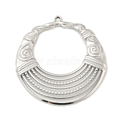 304 Stainless Steel Pendants, Round Ring Charm, Stainless Steel Color, 42x38.5x2.5mm, Hole: 3x2mm(STAS-L022-194P)