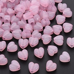 Imitation Jelly Acrylic Beads, Heart, Pearl Pink, 8x8.5x5.5mm, Hole: 2.5mm, about 2030pcs/500g(MACR-S373-95-EA10)