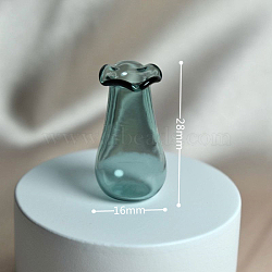 Miniature Glass Vase Ornaments, Micro Toys Dollhouse Accessories Pretending Prop Decorations, Teal, 28x16mm(BOTT-PW0002-082B)