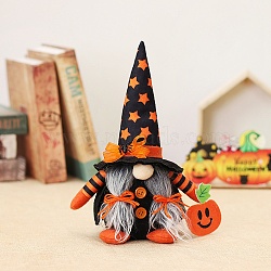 Cloth & Non-woven Fabric Gnome Doll Display Decorations, for Halloween Home Party Decoration, Orange, 100x80x270mm(HAWE-PW0002-01A)