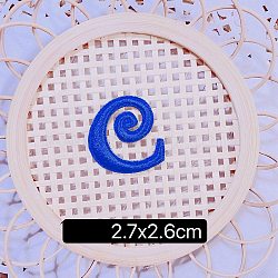 Computerized Embroidery Cloth Self Adhesive Patches, Stick on Patch, Costume Accessories, Letter, Blue, C:27x26mm(FIND-TAC0002-02C)