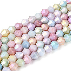 Anti-Tarnish Electroplate Bicone Glass Beads Strands, Imitation Gemstone, AB Color Plated, Faceted, Colorful, 4x4.2~4.5mm, Hole: 0.8mm, about 94~96pcs/strand, 14.76~15.16''(37.5~38.5cm)(EGLA-T021-4mm-16-11)