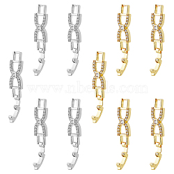 10Pcs 2 Colors Bowknot Rack Plating Brass Clear Cubic Zirconia Watch Band Clasps, Cadmium Free & Lead Free, Long-Lasting Plated, Platinum & Golden, 32x8x4mm, Hole: 4x3mm, 5pcs/color(ZIRC-DC0001-09)