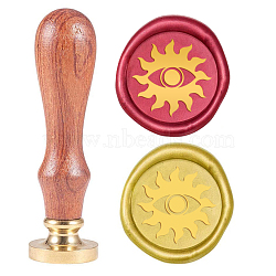 Wax Seal Stamp Set, Sealing Wax Stamp Solid Brass Head,  Wood Handle Retro Brass Stamp Kit Removable, for Envelopes Invitations, Gift Card, Eye Pattern, 83x22mm, Head: 7.5mm, Stamps: 25x14.5mm(AJEW-WH0131-383)
